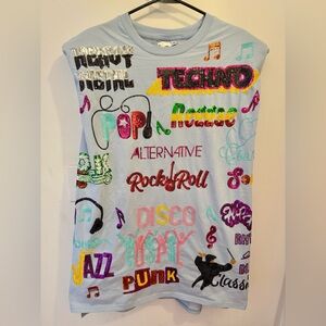 QOS Music all over shoulder pad tank dress